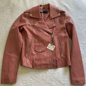 Zara Mauve Rose Leather Jacket